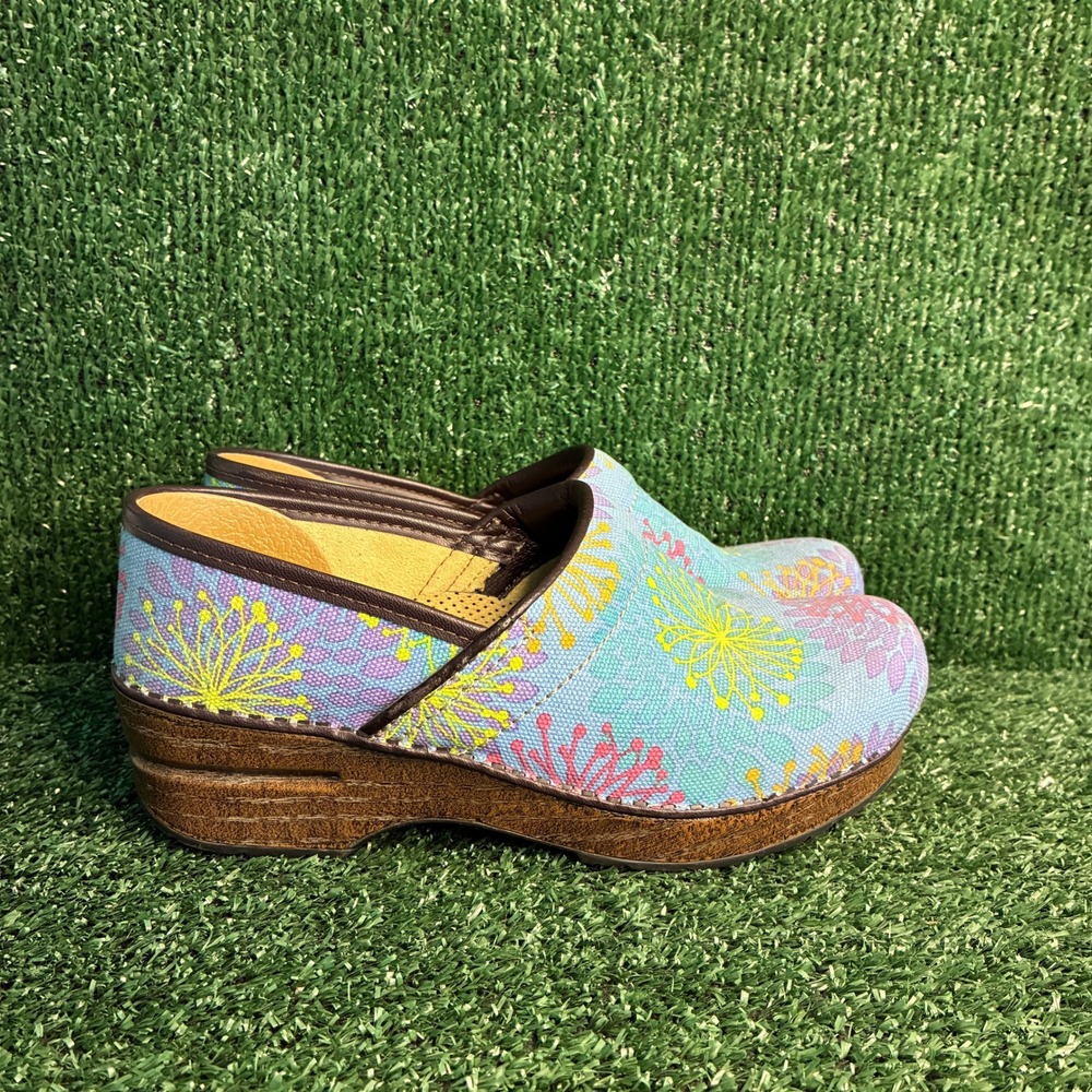 Dansko Vegan Pro Starburst Professional Comfort Clog Platform Blue Womens 6.5-7